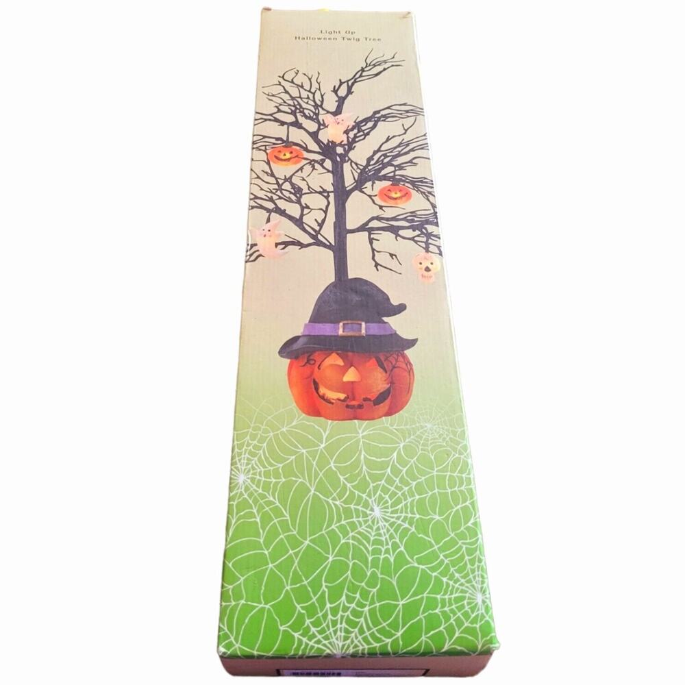 Halloween Twig Tree Pumpkin Ghost Black Holiday Light Up Decor by Cracker Barrel